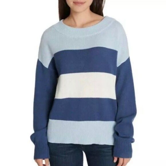 NWT Lucky Brand Striped Color Block Knit Pullover Sweater - Picture 1 of 7